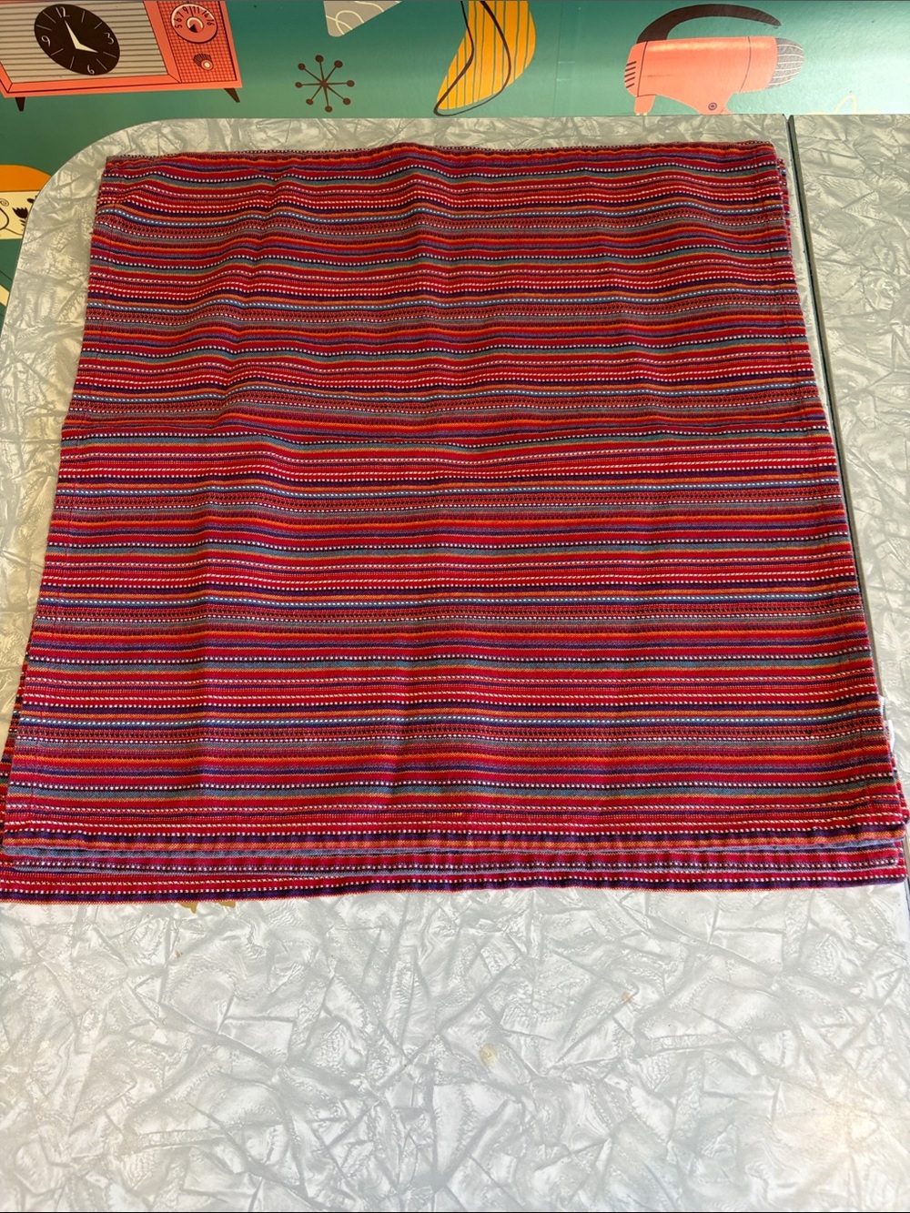 5 Striped Red & Black cloth napkins made in India vibrant colours